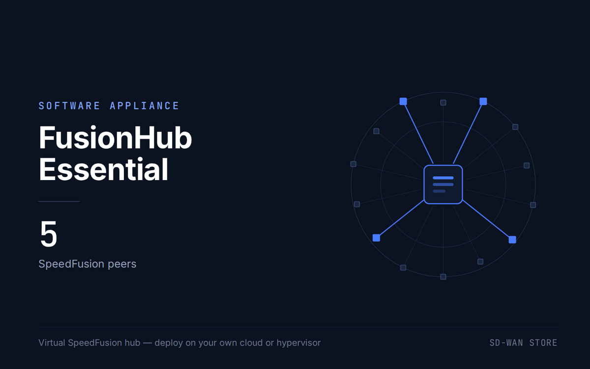 FusionHub Essential — virtual SpeedFusion hub appliance, 5 SpeedFusion peers