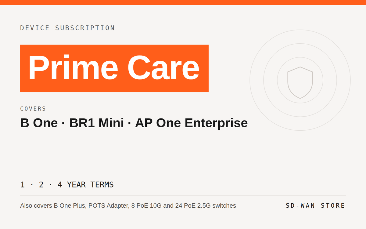 PrimeCare — B One, BR1 Mini, AP One Enterprise, PoE Switches